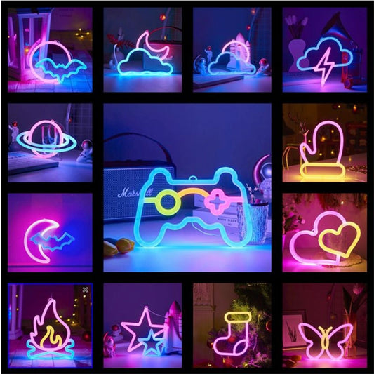 Double-sided glowing neon light